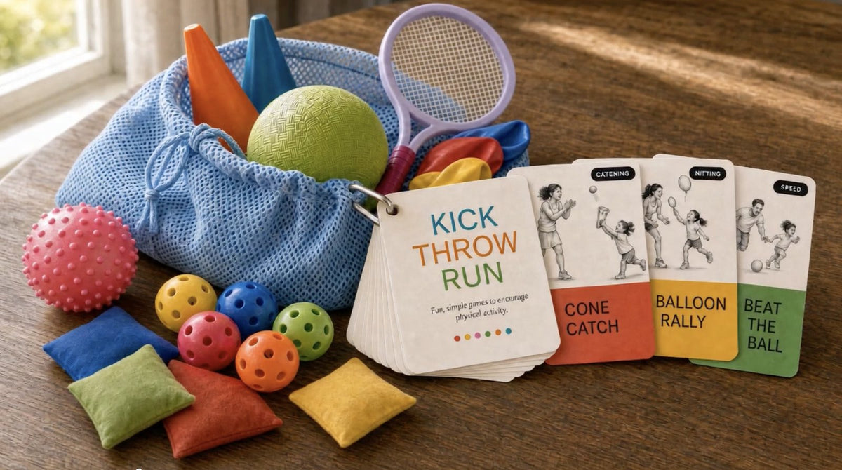 Kick Throw Run Play Kit — Screen-Free Games for Ages 3 to 6+